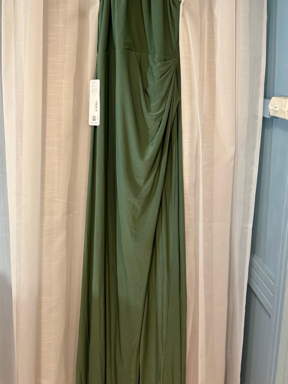 Azazie Teal Green A-line Grecian Maxi Dress